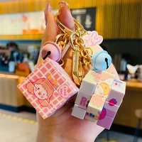 cartoon pendant puzzle cube leather bag car plastic soft rubber doll key ring keychain accessories jewelry festivals gift