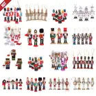 156 шт.компл. Рождественская деревянная кукла, декор ручной работы, Рождественская Кукла-гайкер, кулон, креативная блестящая пудра, украшение для куклы