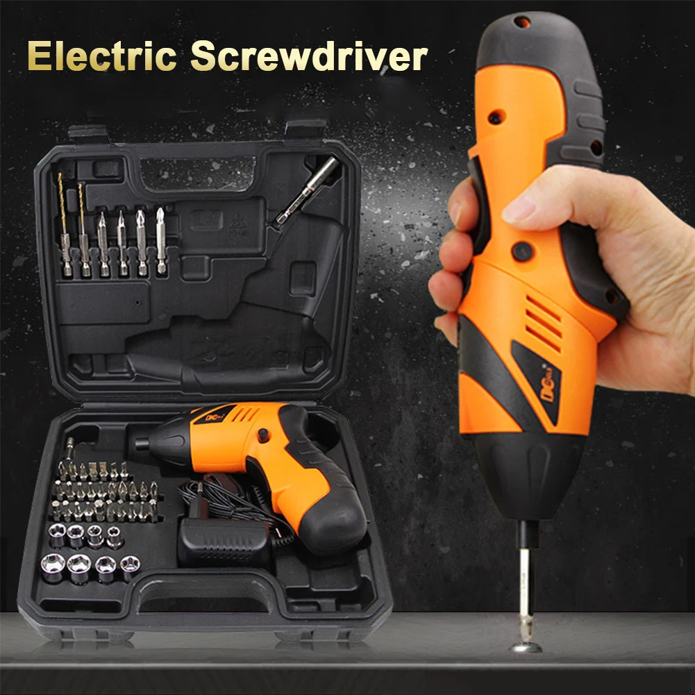 

45 in 1 Electric Screwdriver with Light Rechargeable Cordless Power Tool with 43Pcs Screwdriver Bits Drill Bits Sockets