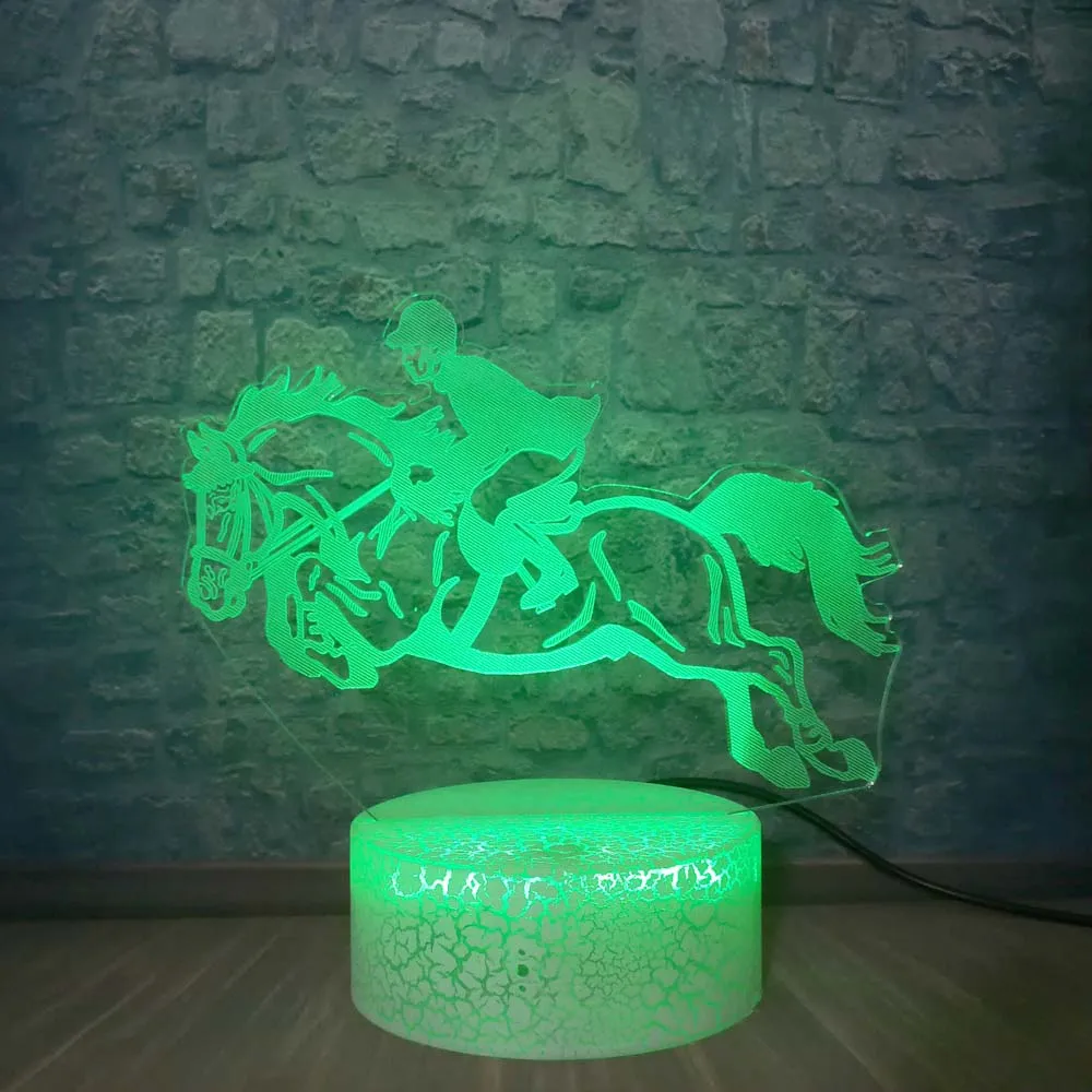 7 цветов Lampara 3D иллюзия светодиодный ночник для верховой езды семейная настольная