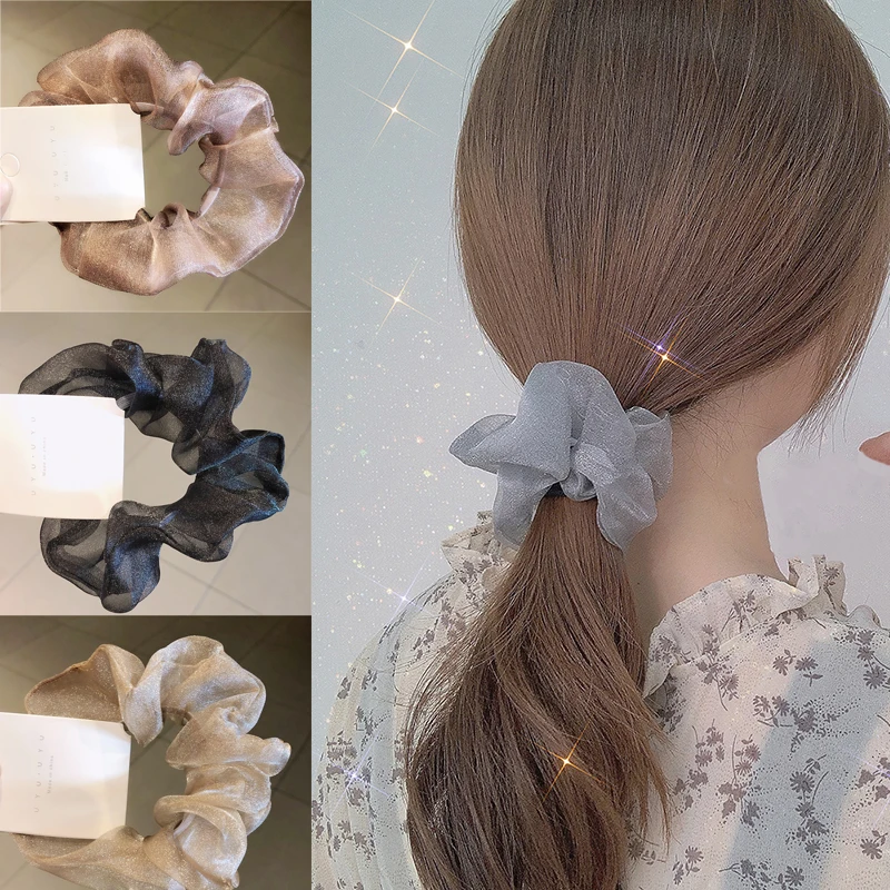 

Net Yarn Elastic Hair Band Womens Elegant Hair Rings Handmade Hair Ropes Tulle Hair Accessories Cute Headdress Ponytail Band