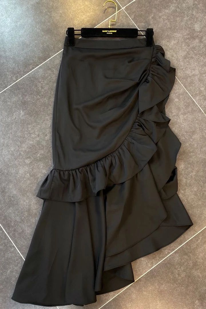 

2020 Spring New Ruffle Skirt Little Woman Sexy Package Hip Fishtail Ladies All-Match Slim Long Skirts Ropa Mujer