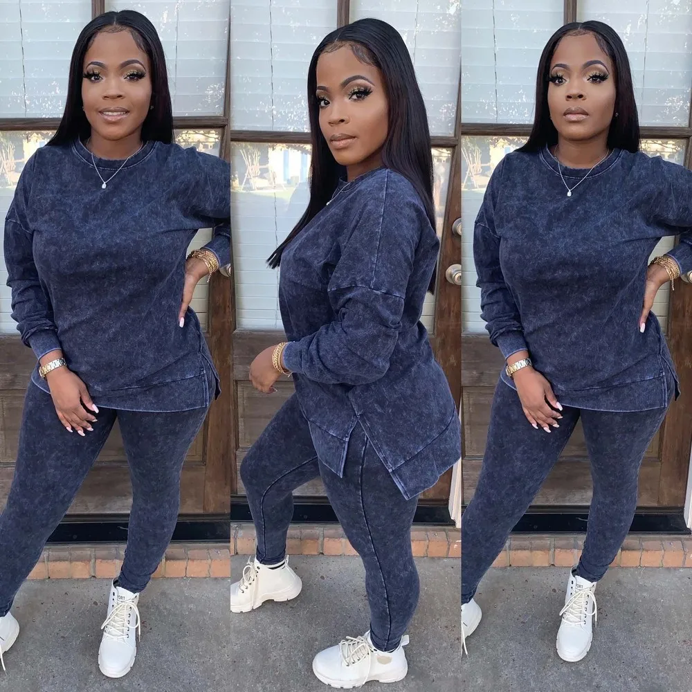 

Women Tracksuit Set Two Piece Loose Top and Fitness Pants Suits Solid Fashion Casual Long Sleeve Pullovers Sets Sportwear Ladies