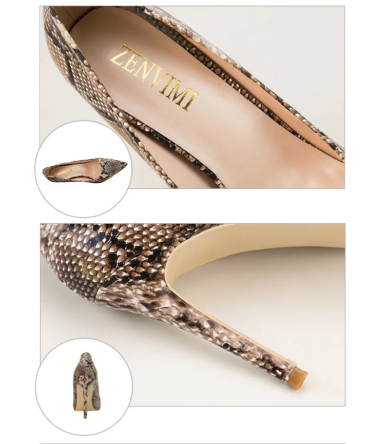 

Female Sexy High-heeled Sandals,Shallow Mouth Pointed Beach Shoes,Snake Print Wedding Shoes,Size 34-39