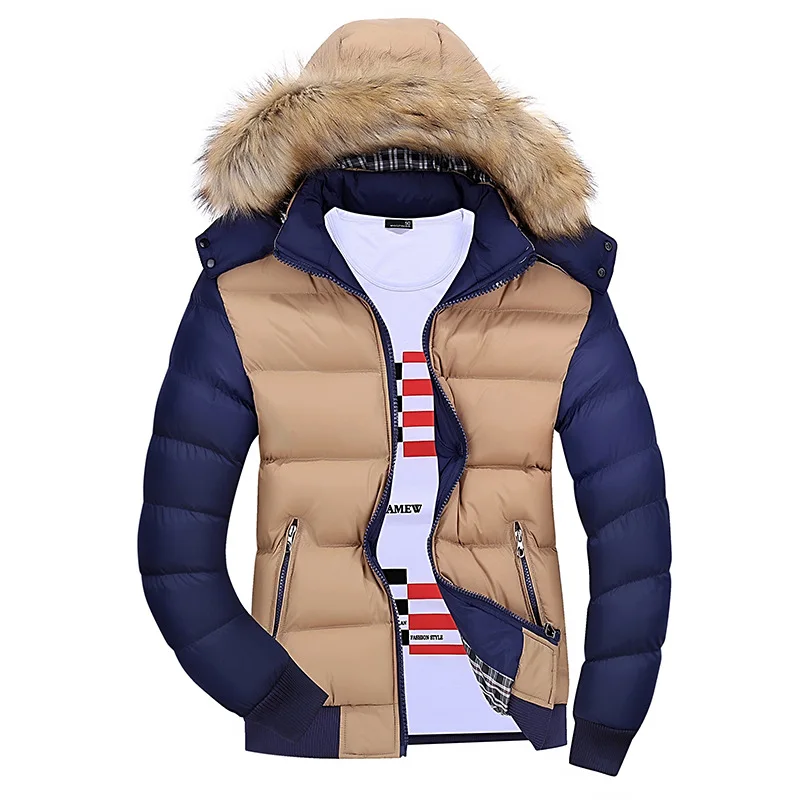 Качественные мужские зимние куртки, повседневная верхняя одежда, ветровка, однотонная мужская куртка, облегающее Мужское пальто с капюшоно... от AliExpress RU&CIS NEW