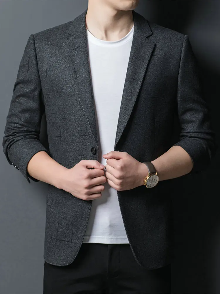 2022 весенне-осенние Мужские приталенные блейзеры черные серые тени клетчатый