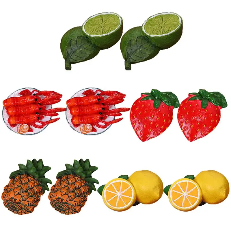 

5/10pcs Cute Mini Simulation Fruit Refrigerator Stickers 3D Resin Fruits Fridge Magnets For Home Decoration