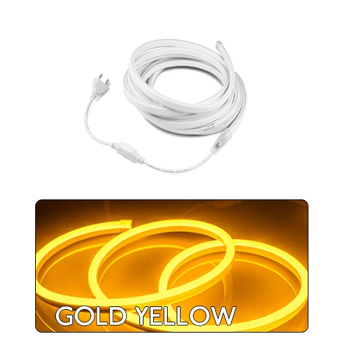 Golden Yellow EeeToo гибкий светодиодный ночной Светильник неон полосы светильник s 220V SMD2835 120 светодиодный/M Фея светильник ing с Мощность Plug ночника полосы светодиодный - Испускаемый цвет: Golden Yellow
