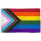 Progress Pride flag 3x5FT 100 шт.лот, Радужный полиэфирный баннер, подарок, Спортивная Яркая Цветная цифровая печать, бесплатная доставка
