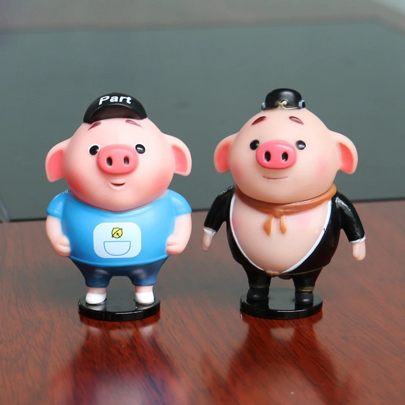 Мультяшные пластиковые украшения для автомобиля в виде свиньи фигурка интерьера