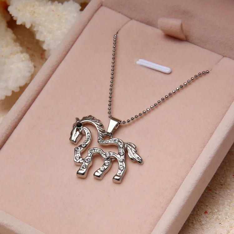 Ожерелье с лошадью кристалл и милые аксессуары любовь подарки для девушек женщин
