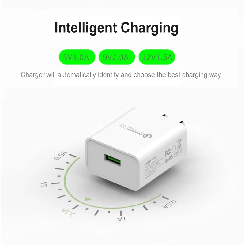 USB зарядное устройство Quick Charge 3,0 Us Plug Qc 3,0 18 Вт зарядное устройство для samsung huawei sony Hp lenovo Xiaomi 3 4 4C 5 5S Plus 6 8 Mix2 Mix2S