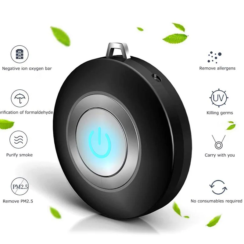 

USB Portable Wearable Air Purifier, Personal Mini Air Necklace Negative Ion Air Freshener - No Radiation Low Noise for Adults Ki