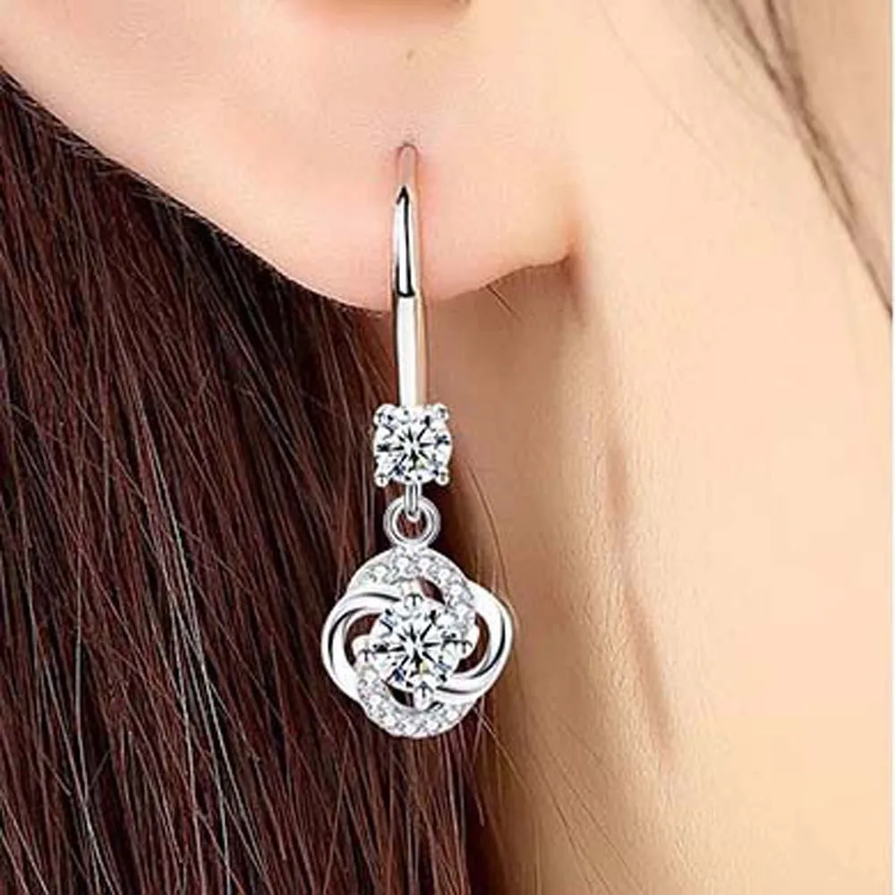 Boho женские Кристальные розовые синие белые Висячие серьги Модный камень циркон