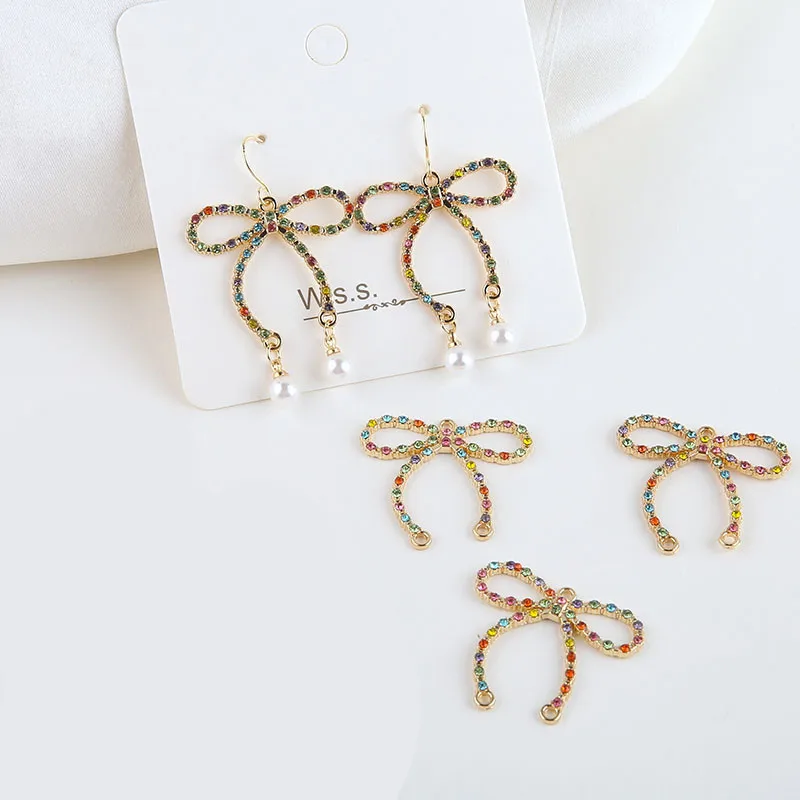 Очки! 10 фотоэлементов, красочные хрустальные банты Rhinstone для изготовления сережек, браслетов, украшений «сделай сам», 30x37 мм, так красиво!