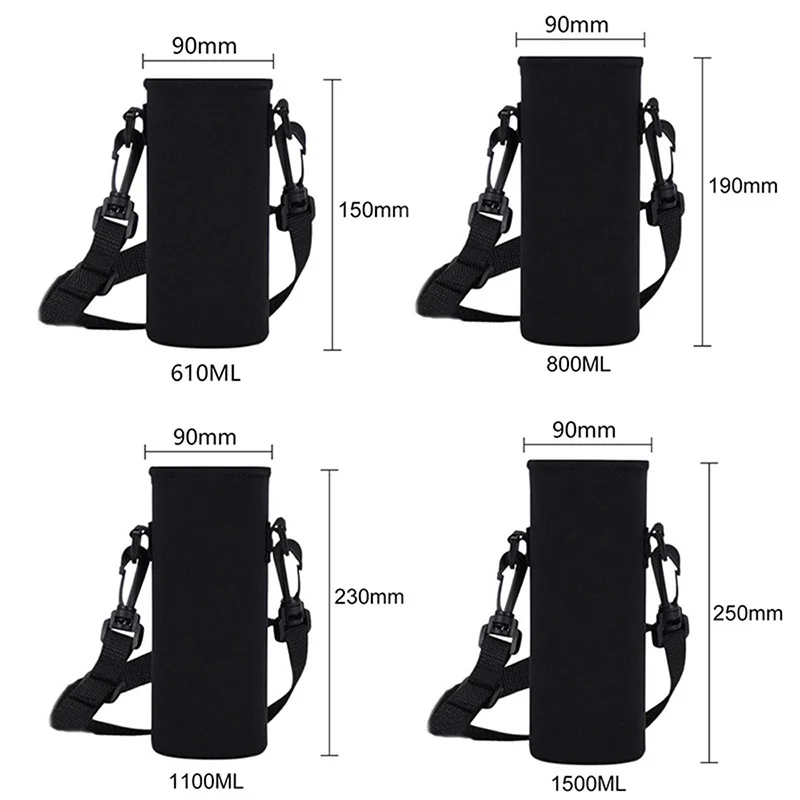 Portable Water Bottle Carrier Insulated Neoprene Holder Pouch Bag with Adjustable Shoulder Strap 610ml/800ml/1100ml/1500ml | Дом и сад