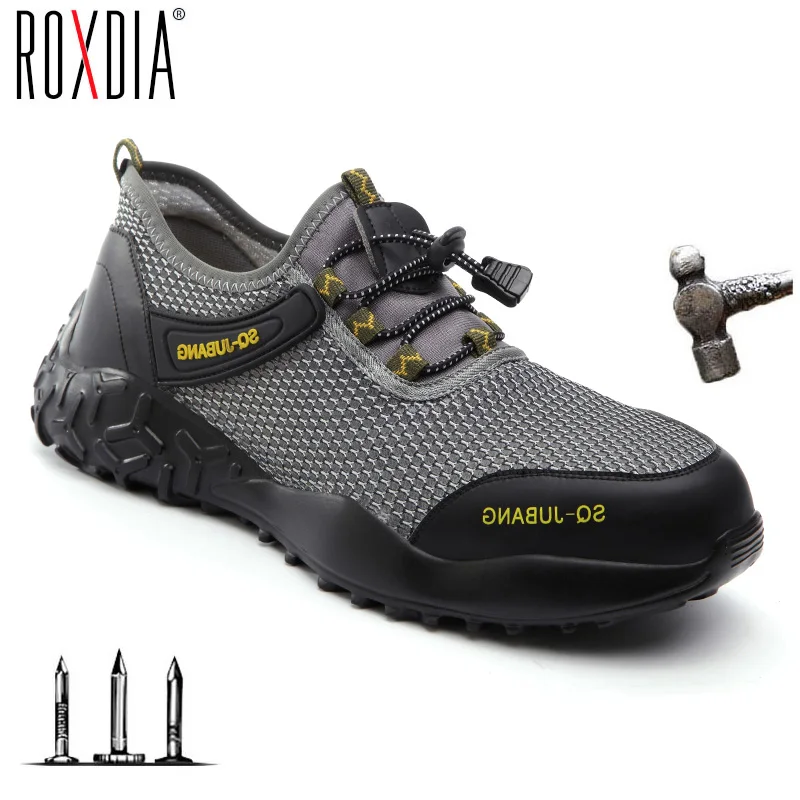 

Мужские рабочие туфли со стальным носком, дышащая легкая сетчатая безопасная Строительная обувь, большие размеры 37-48, ROXDIA RXM175
