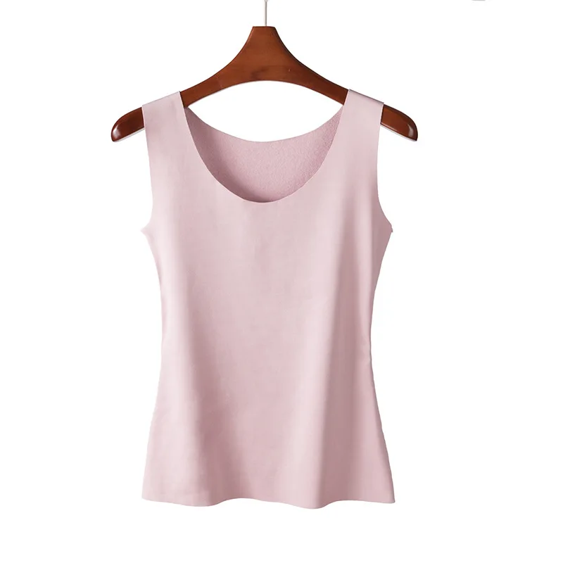 

Thermal Underwear Warm Body Tops Vest Women Sleeveless Slim Seamless Neck Prayger Spandex Solid Standard