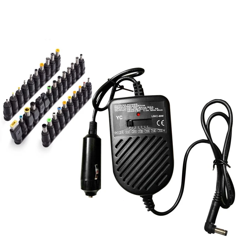 

Portable Cargador Universal Portatil 80W Notebook DC 15V-19V to 24V Power Adapter Adjustable Car Laptop Charger Lader