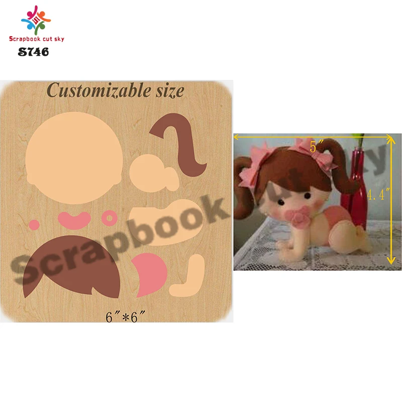 

Female baby cutting dies Scrapbook cut sky & steel wooden dies Compatible with most machines S746