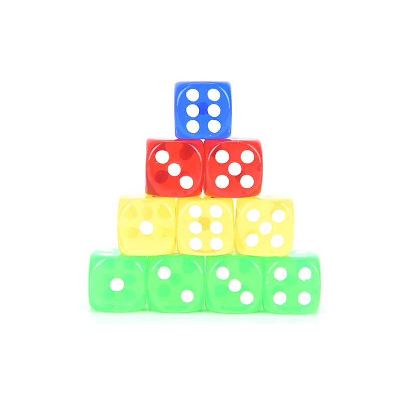 

24Pcs 16MM Rounded Corners Playing Party Dices Four-Color Transparent Dice (Blue, Green, Yellow, Red All 6)