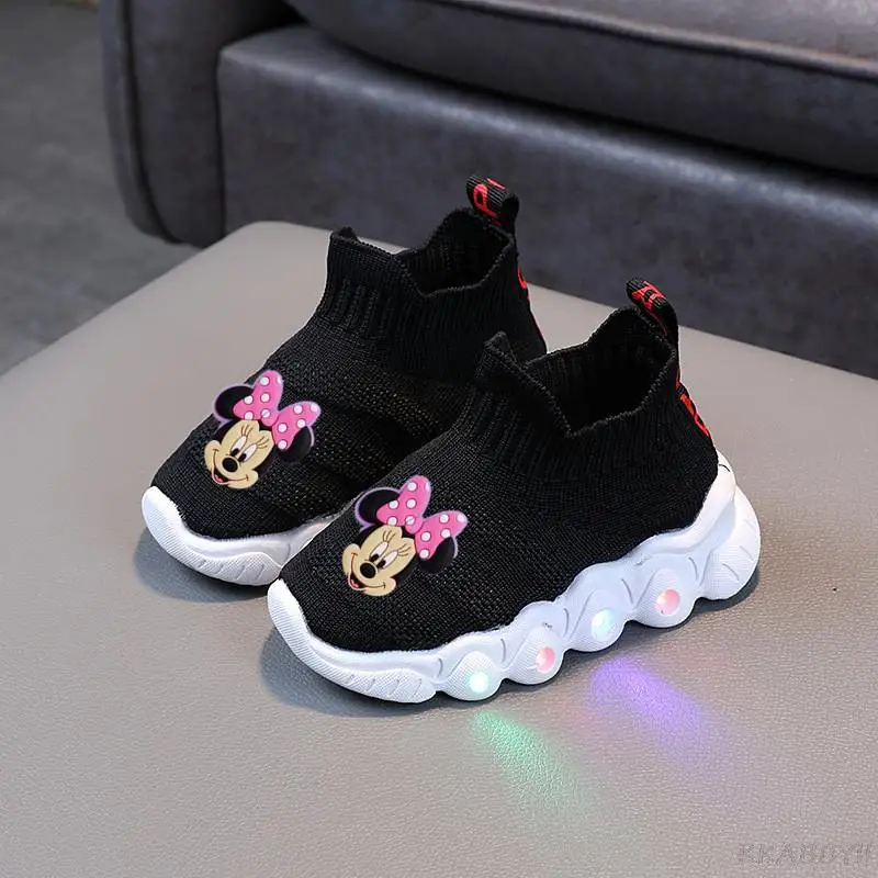 Disney children's cartoon Minnie Mickey non-slip soft-soled casual shoes boys and girls baby sports student lights | Детская одежда
