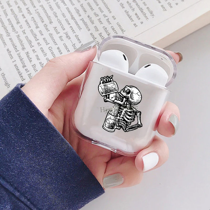 

Защитный чехол для наушников Apple Airpods 1/2, с изображением пьяного черепа