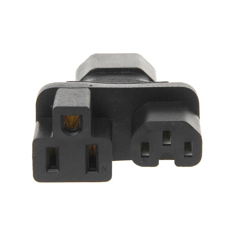 

IEC 320 C14 3-Pin Male To C13 + USA 3-Prong Nema 5-15R Female Y Splitter Adapter