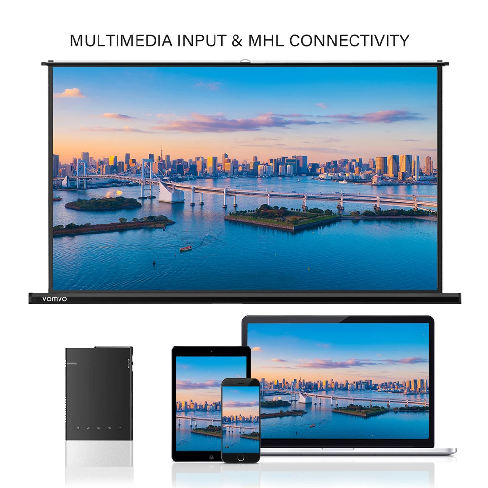 Ультра мини портативный проектор 1080p с поддержкой HD DLP светодиодный