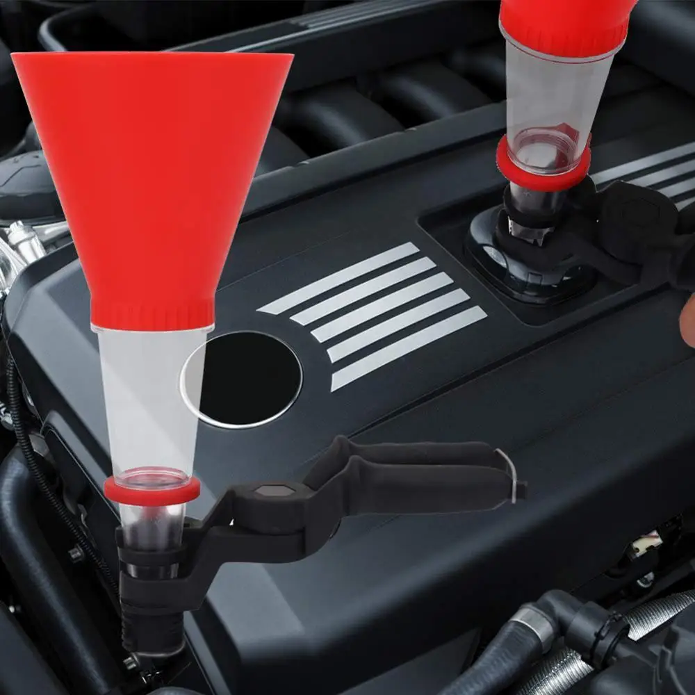 

Universal Auto Car Vehicle Oil Adding Plastic Funnel with Clamp Base Bracket