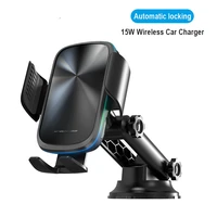 qi induction wireless car charger auto clamping 15w fast charging mobile phone holder stand for iphone 12 huawei samsung xiaomi