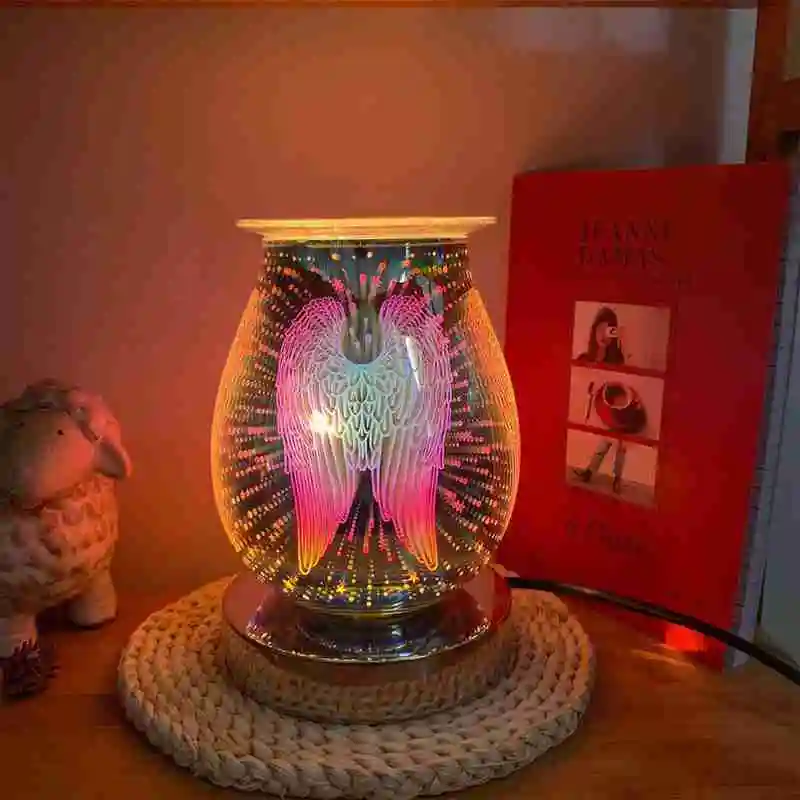 

3D Dimming Night Light Aroma Oil Diffuser Mist Maker Glass Aromatherapy Lamp Wax Burner Essential Oil Candle Lamp