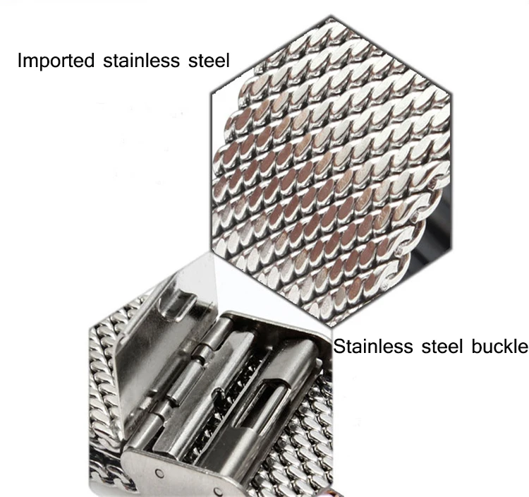 Ремешок Миланская петля для часов универсальный сетчатый Браслет из нержавеющей