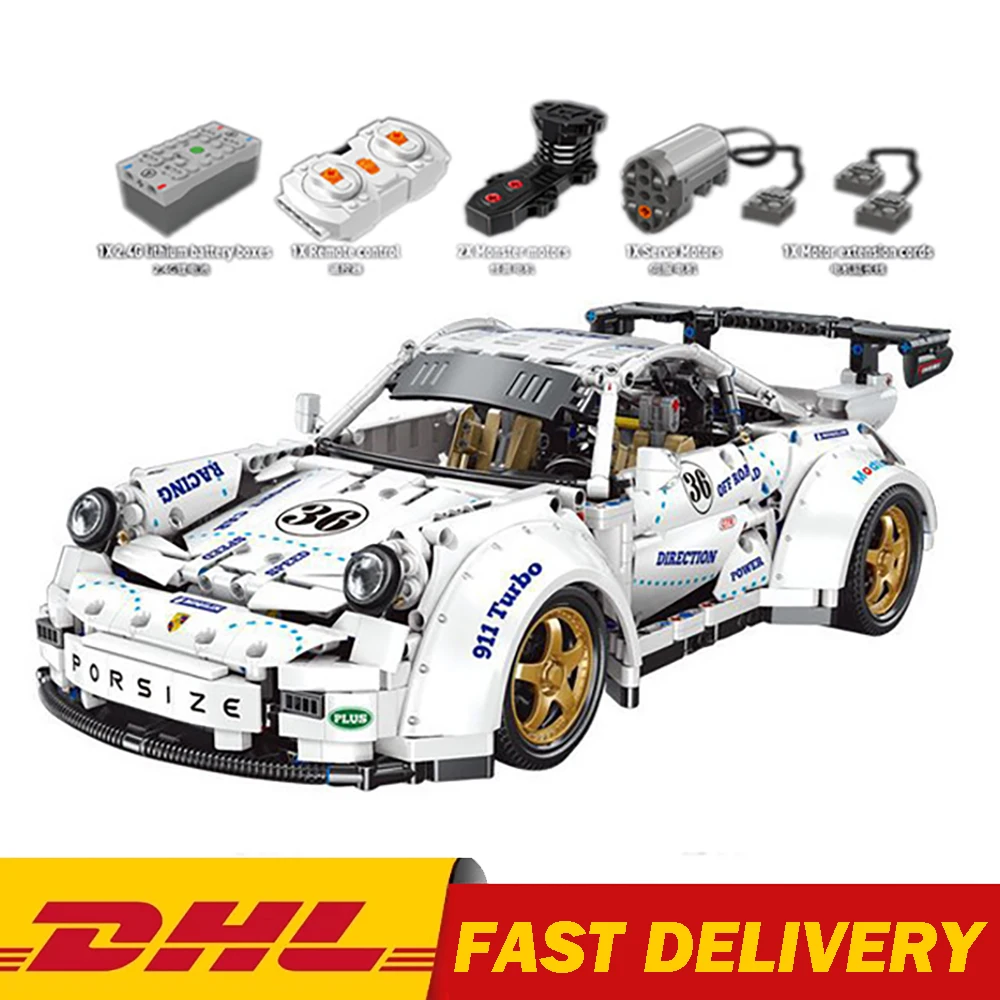 

DHL MOC Technical Car Model The APP RC 1:10 Widebody Super Race Car Model Assembly Building Blocks Bricks Kids Christmas Gifts