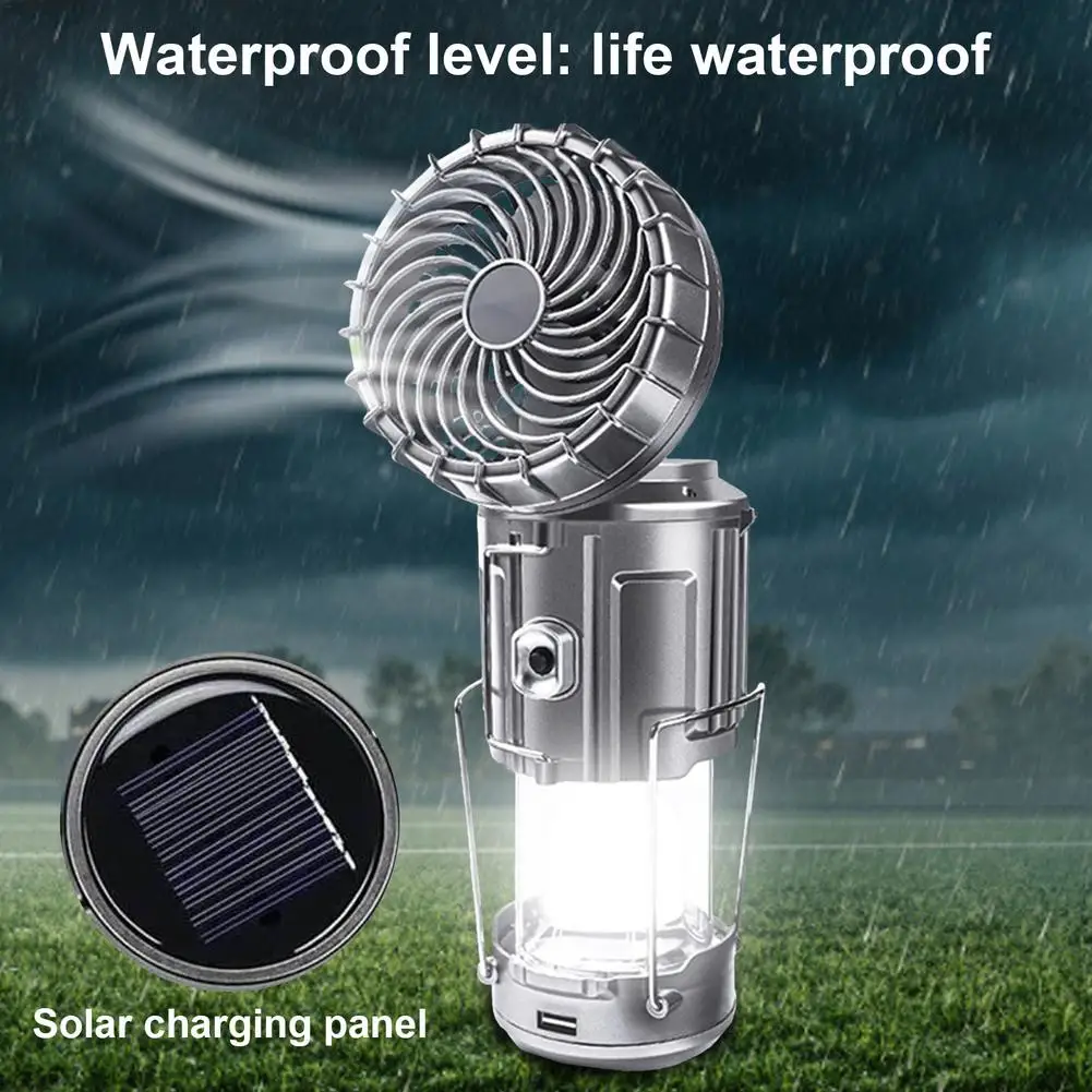 

Solar Electric Fan Light Outdoor Led Portable Stretching Switch Camping Light Lithium Battery Lantern For BBQ Hiking Fishing