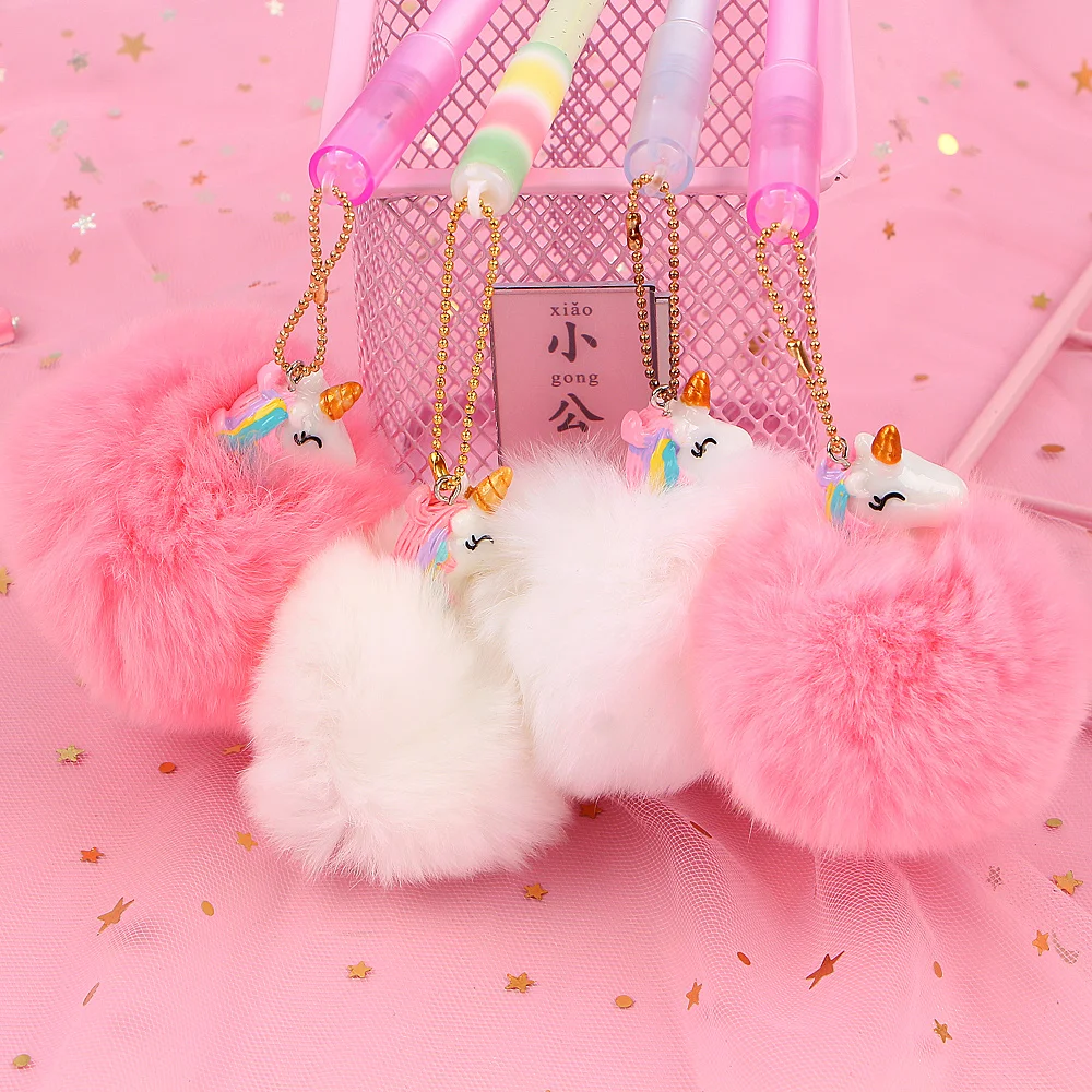 

Cute Unicorn Pens Plush Ball Gel Pens Pendant Neutral Pens For Kids Gift School Office Supplies Stationery