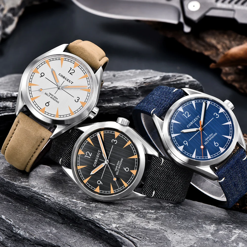 Corgeut Luxury Brand men Wrist Watch Japan MIYOTA Automatic Sport Design clock male Sapphire leather Mechanical male wristwatch