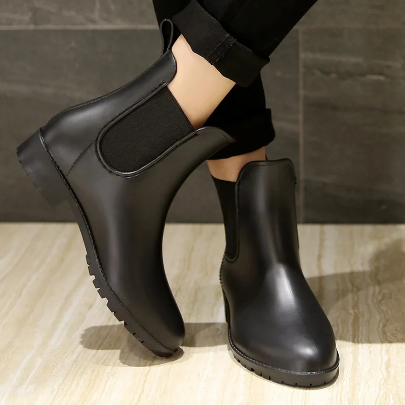 

Women Rain Boots Women's Short Boots Waterproof Non-Slip Fashion Rain Shoes Female Ankle Rain Booties for Autumn