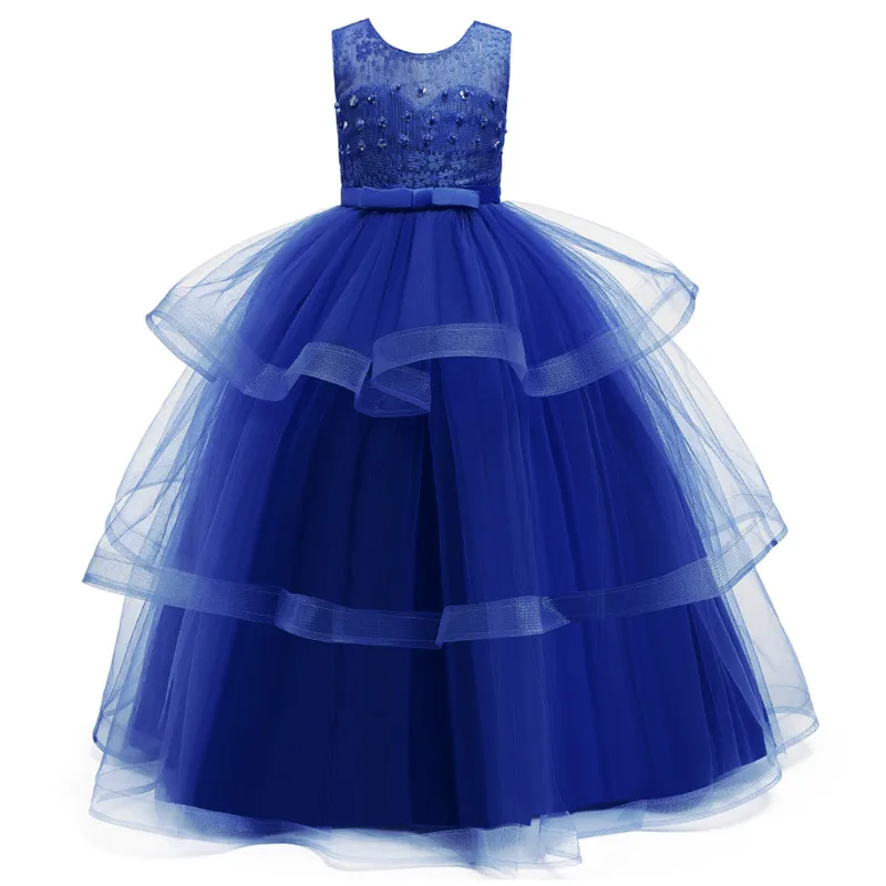 Navy Blue Подружки невесты платье для девочки;праздничное нарядное платье для девочки: вечерние свадебные Детские платья;Одежда для девочек-подростков, платье принцессы карнавальные костюмы для девочек;:на возраст 3-14 лет - Цвет: Navy Blue