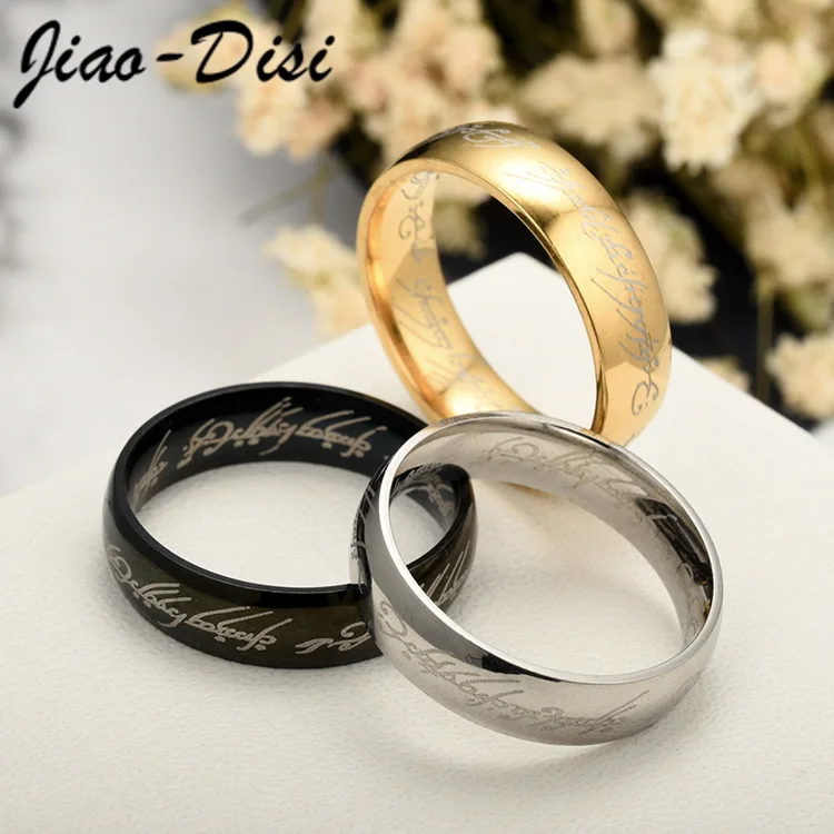 

Fashion Simple Wedding Rings for Women 6mm Custom Engrave Lover Couple Stainless Steel Charm Jewelry Gift Gold Rings Wholesale