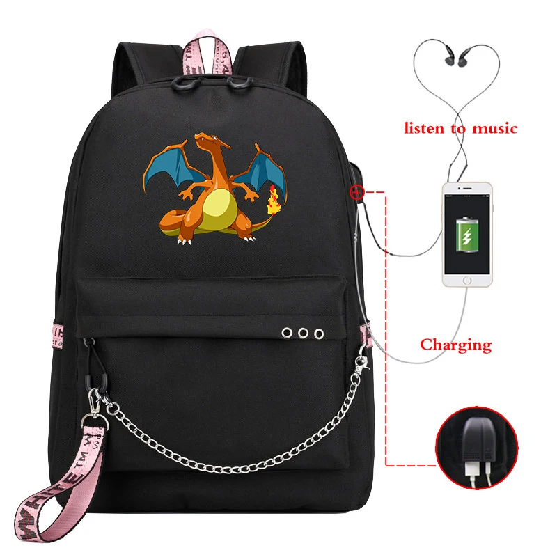 Mochila Pokemon Charizard рюкзак с покемоном Gengar женский школьные сумки для