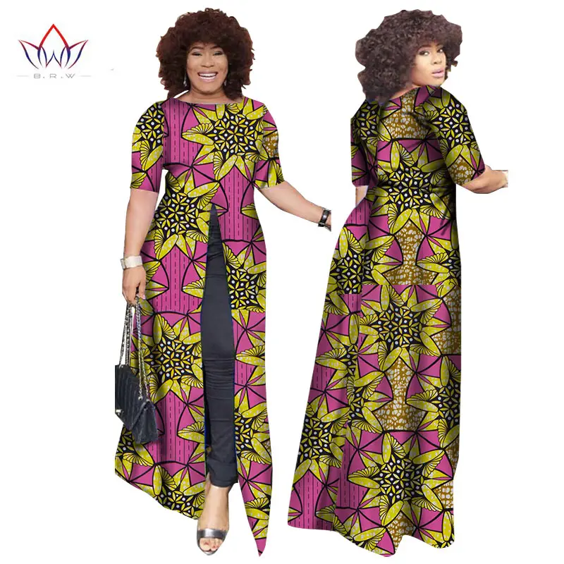 Африканский dashiki африканских платья повседневные Прямые сплит печати Африканский принт хлопок Одежда Сорочка африканского Femme brw WY852 - Цвет: 22
