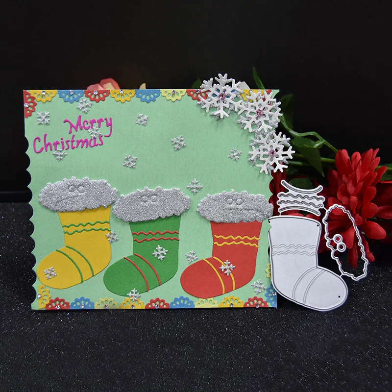 Рождественские носки Форма металлический Трафаретный вырубной штамп для