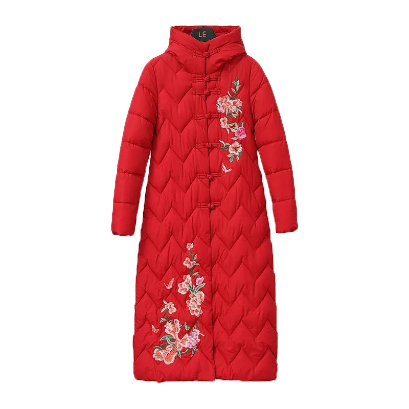 

Mazefeng Women Jacket Ethnic Style Long Cotton Padded Female Women Coat High Quality Warm Outwear Womens Parka Manteau Femme