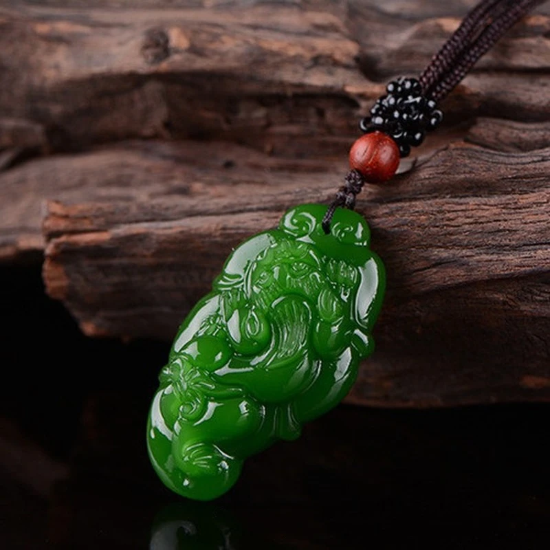 Natural Green Hand carved Brave Jade Pendant Fashion Boutique Jewelry Men and Women Necklace Gift
