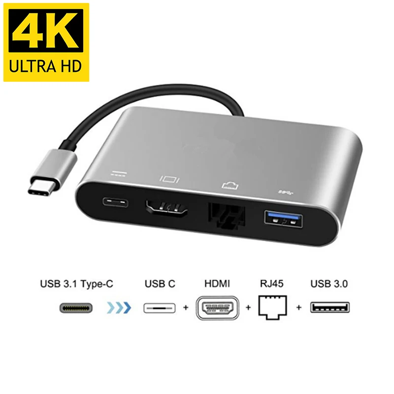 USB 3 0 type C к HDMI 4K RJ45 Ethernet USBC зарядка PD OTG клавиатура мышь для vga кабель| |