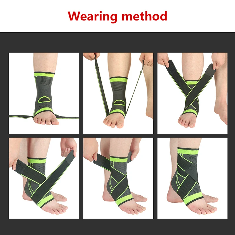 1PC 3D Sport Ankle Brace Protector Pressurized Support Gym Football Basketball With Strap Belt Elastic |