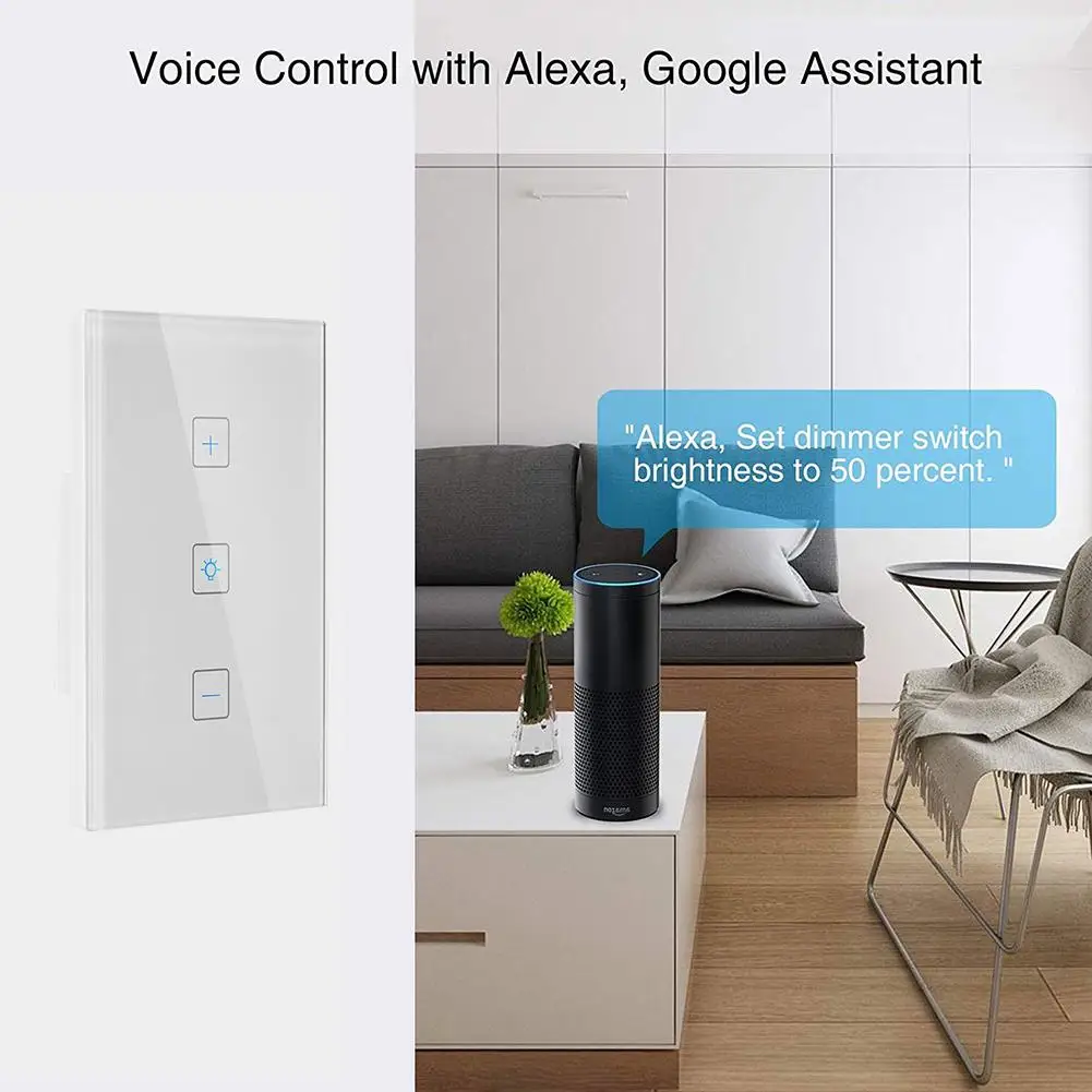 

Wifi Smart Light Switch Glass Screen Touch Panel Voice Control Wireless Switch Support Amazon ALEXA and Google HOME