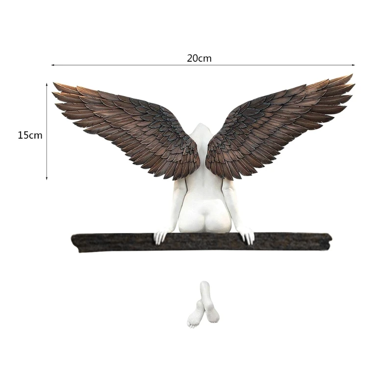 

Statue Angel Art Sculpture Decoration Archangel Wing 3D Statue Wall Decoration Hanging On The Window For The Living Room Bedroom