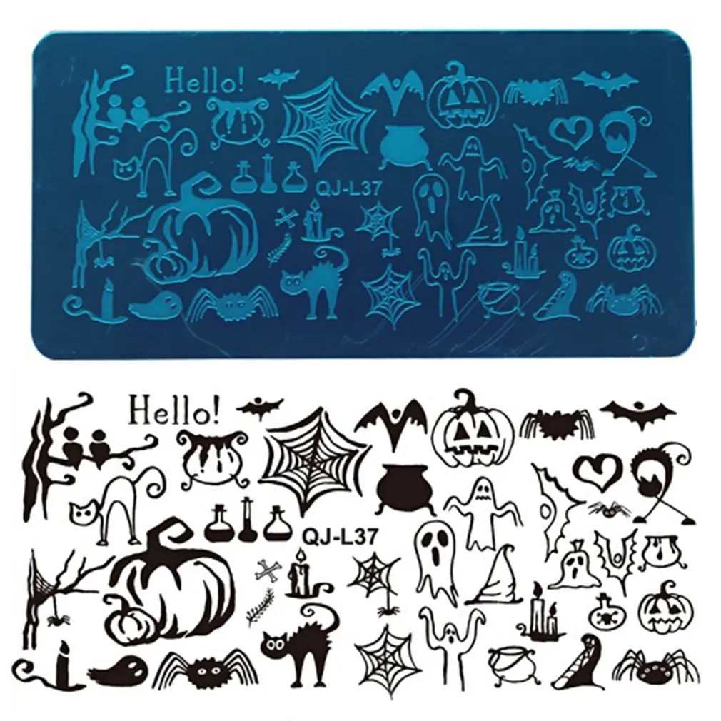 Прямоугольная пластина для ногтей шаблон печати инструмент Рождественский лес